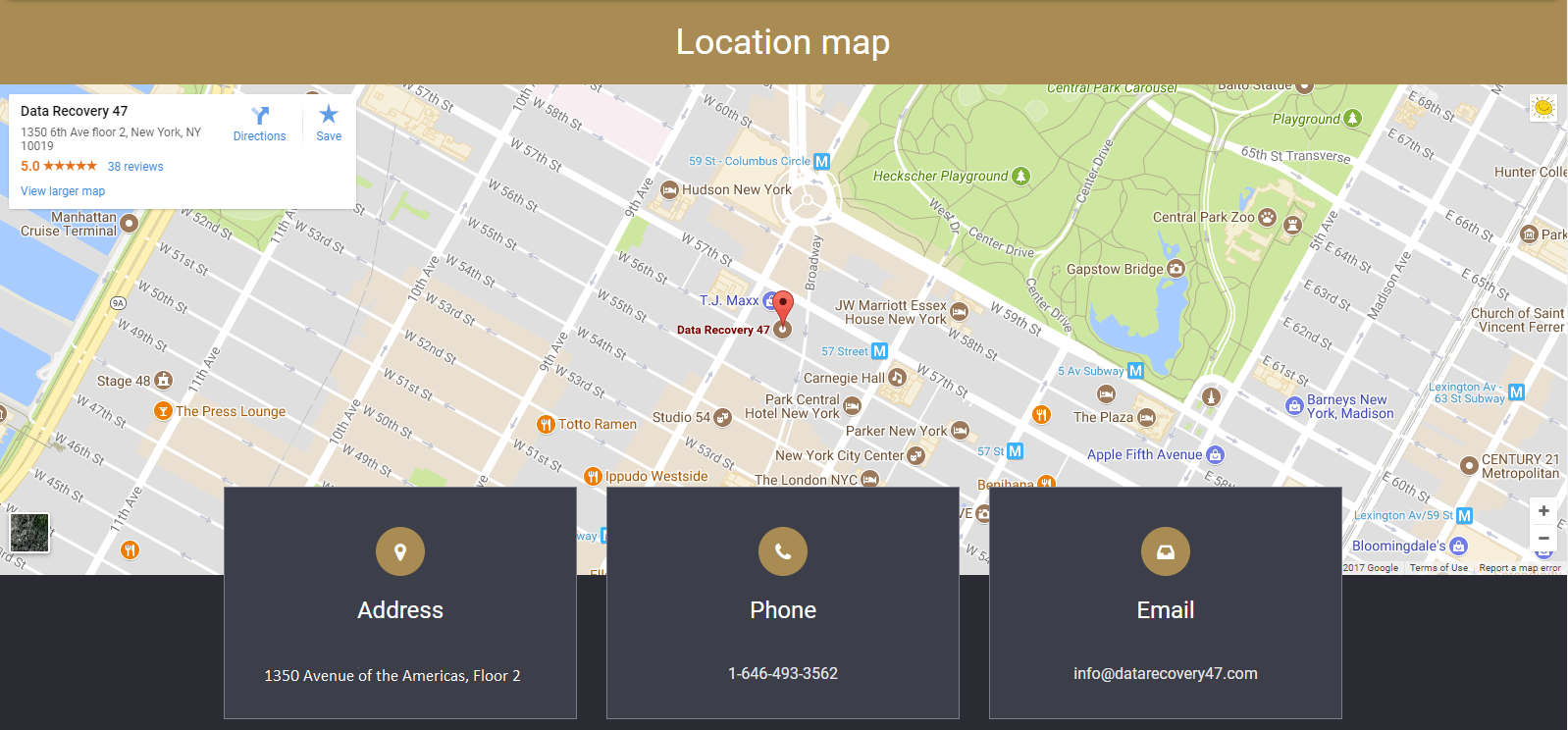 Data recovery 47 NYC location map